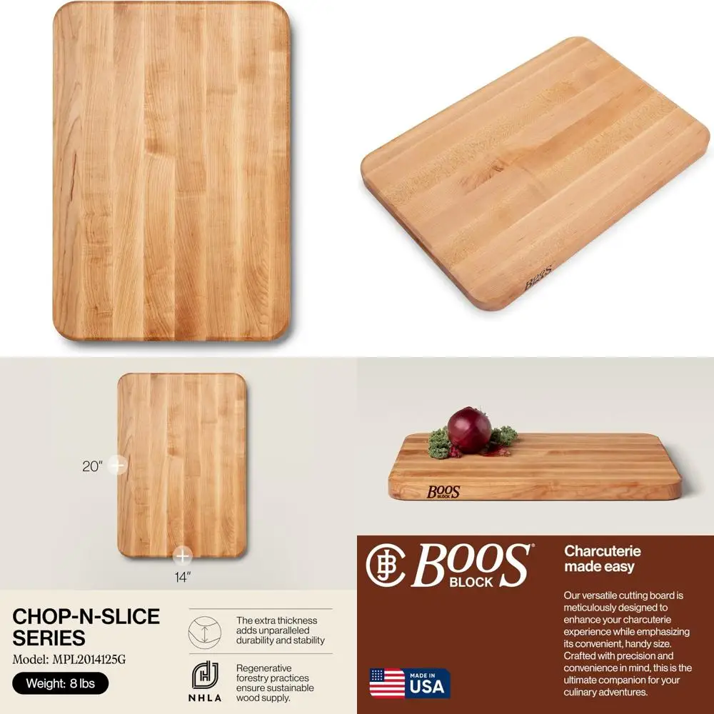 

Двусторонняя разделочная доска John Boos из кленового дерева, 20x14 дюймов, толщина 1,25 дюйма, блок мясника 10 фунтов