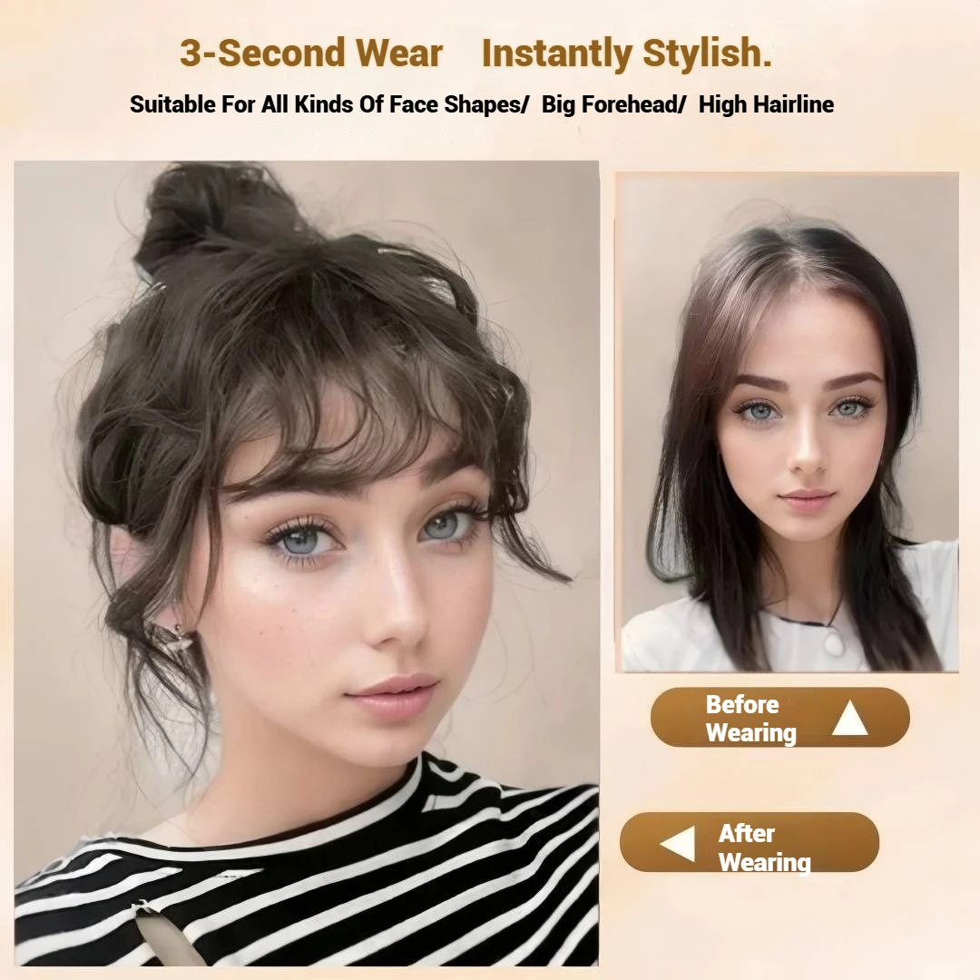 100% Human Hair Curly Bangs Toppers for Women Breathable Lace Base with Clips Curl Baby Hair Fringe Hairpiece for Thinning Hair