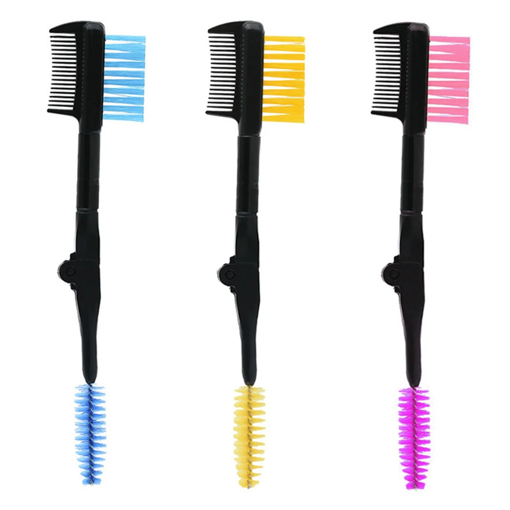 Foldable Double-ended Eyebrow Brush Eyelash Brush Comb for Eye Makeup Mascara Wands Applicator Portable Beauty Cosmetic Tool