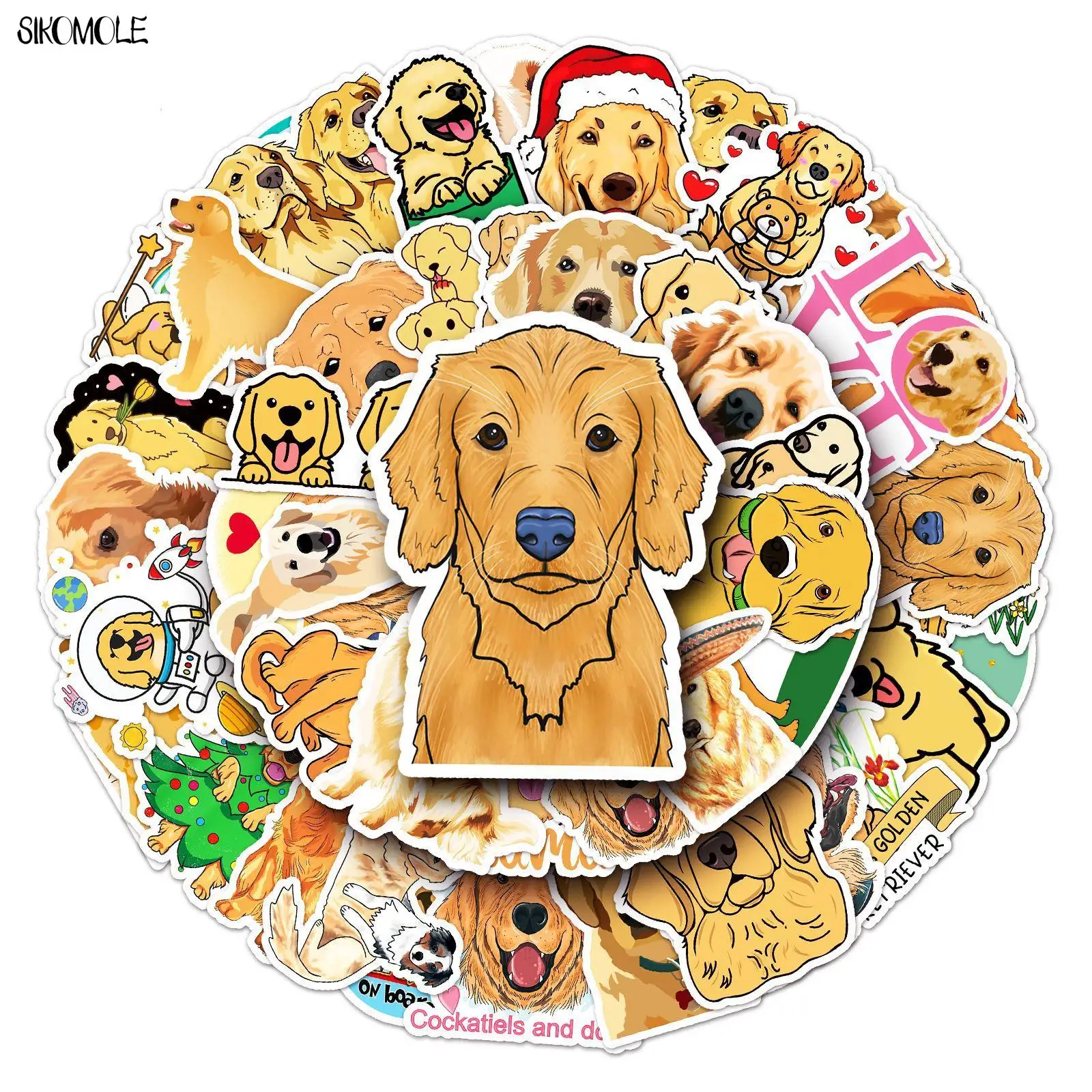 10/30/50PCS Cartoon Cute Golden Retriever Dog Stickers DIY Kids Toys Car Skateboard Laptop Motorcycle Graffiti Sticker Decals F5