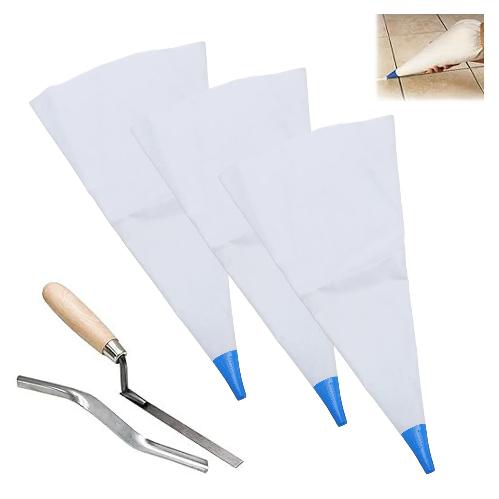 3 Pcs Versatile Tile Grout Bag Set Tear Punch Resistant Cement Grout Masonry Mortar Bag For Cement Mortar Grouting Bricklaying