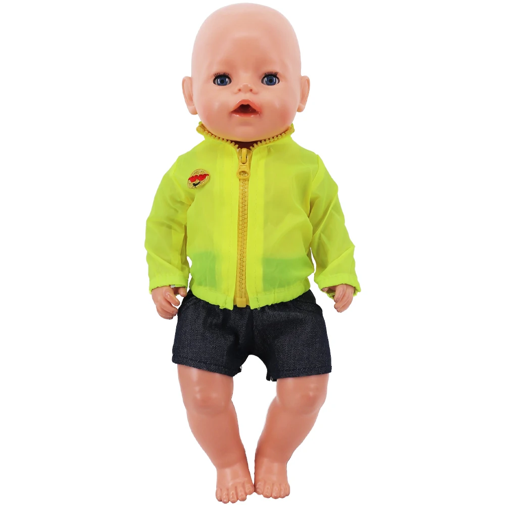 Conjunto de ropa para muñeca americana, Set de 2 piezas de manga corta y pantalones de 43Cm para bebé recién nacido y niña de 18 pulgadas, camiseta