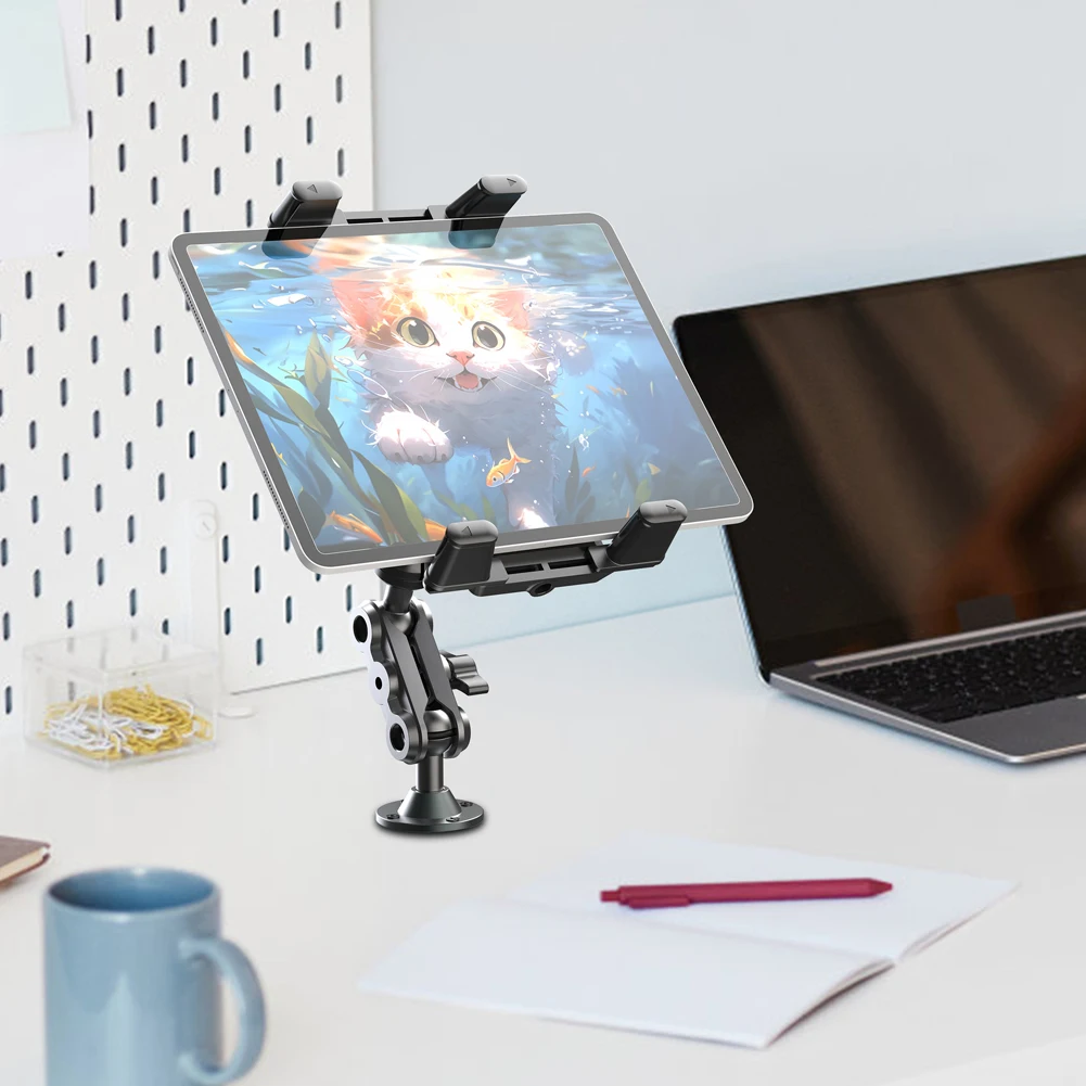 Supporto per tablet resistente Resistente all'usura Base per trapano in alluminio Supporto per telefono girevole a 360 gradi per cruscotto dell'auto per l'home office