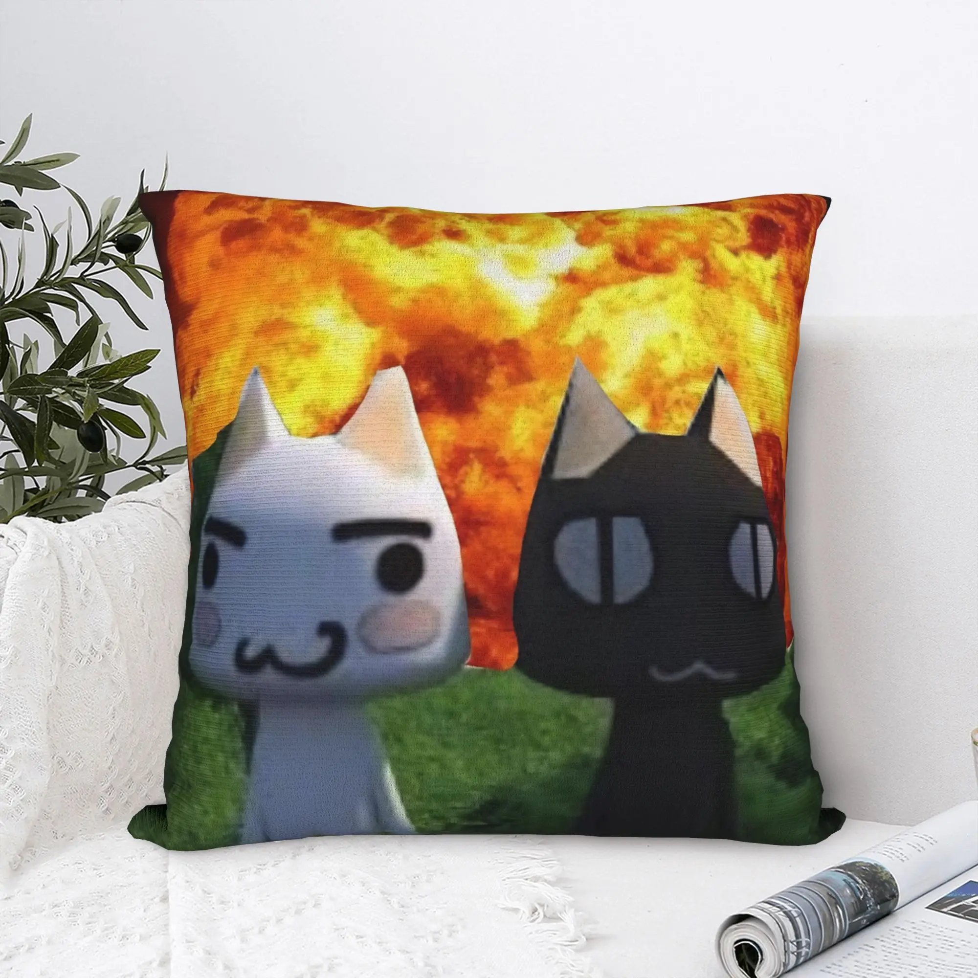 Toro Inoue Cat Square Pillow Cases Kawaii Neko Cushion Covers Creative Zippered Decor Pillowcase for Home 45x45cm