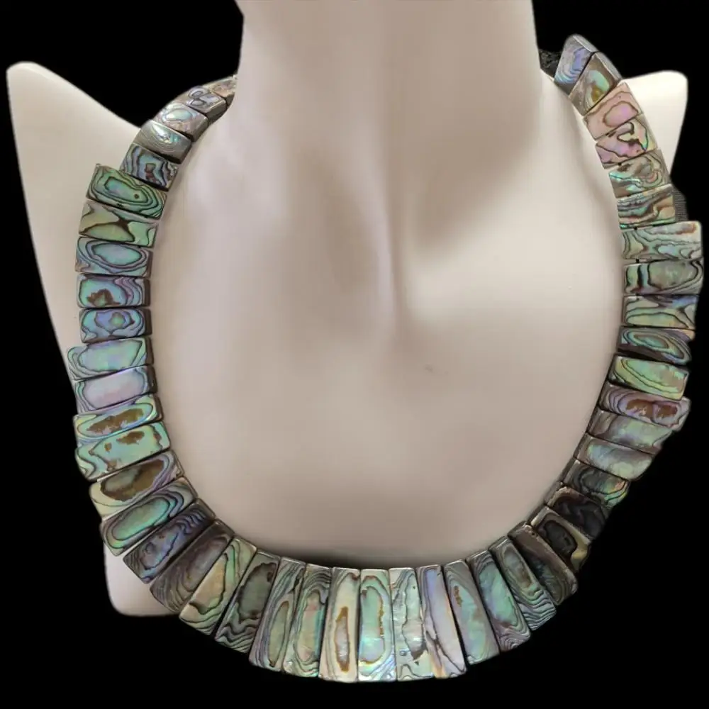 Fashion Woman Natural Blue Abalone Shell Paua Pendant Necklace Neck Choker Ethnic Jewelry