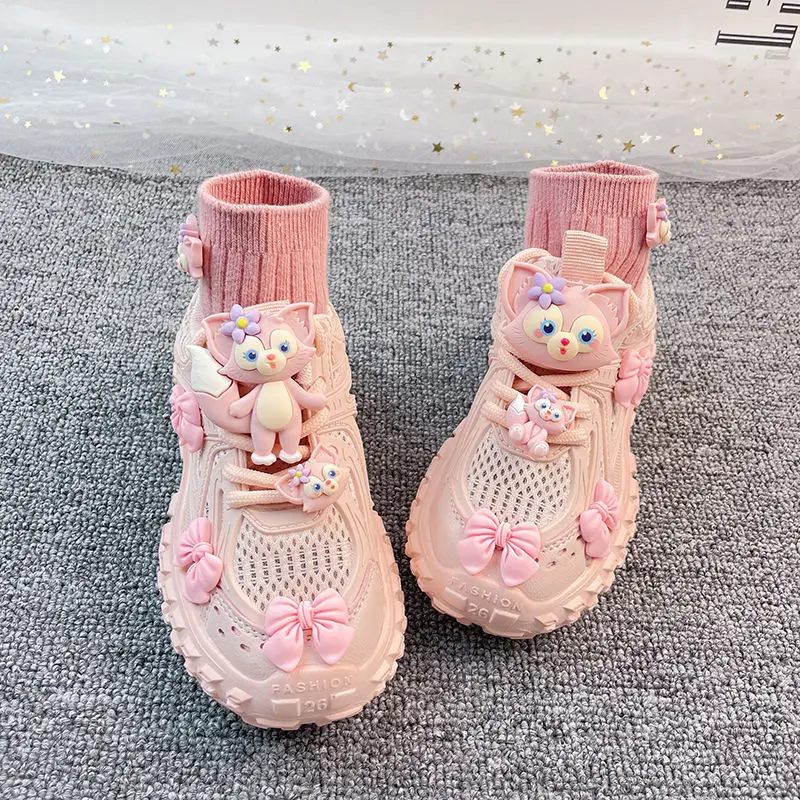 Anime Cartoon Spring Summer Autumn Girls Sneakers Fashion Mesh LinaBell Princess Shoes Students Non-slip Pink Casual Shoes