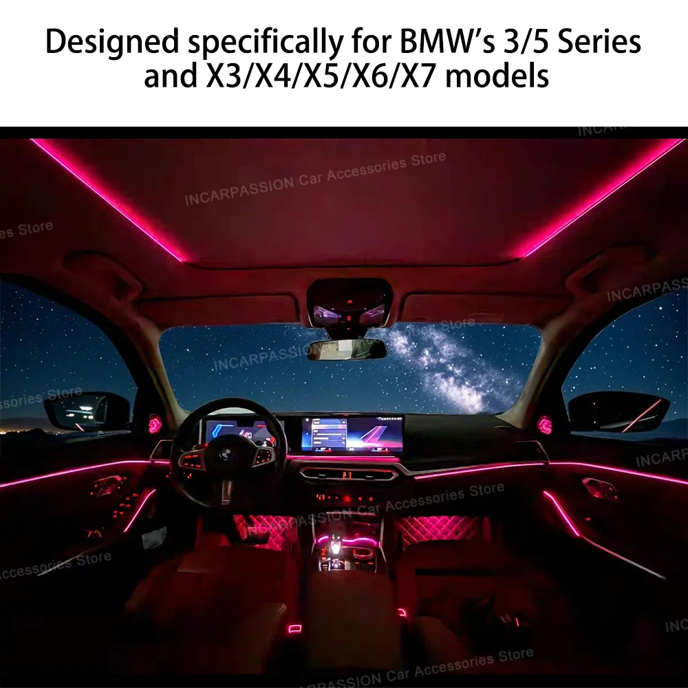 LED Sunroof Light for BMW 3/4/5 Series G20 G30 G01 G05 X3 X4 X5 X6 X7 IX3 GT7 Series Car Roof Panoramic Skylight Ambient Light