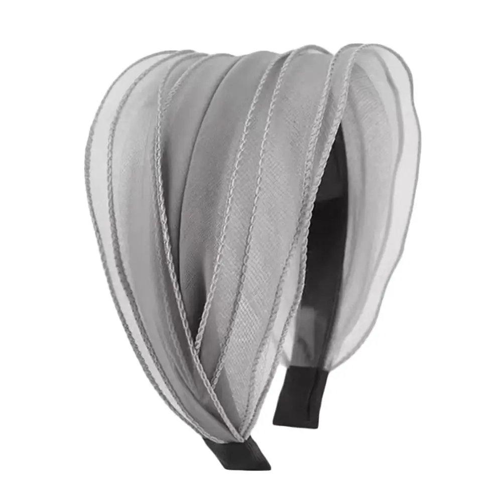 Fashion Wide Hair Hoop Non Slip Sweet Lace Hairbands Organza Yarn Elegant Hair Accessories for Women Girls - view 2