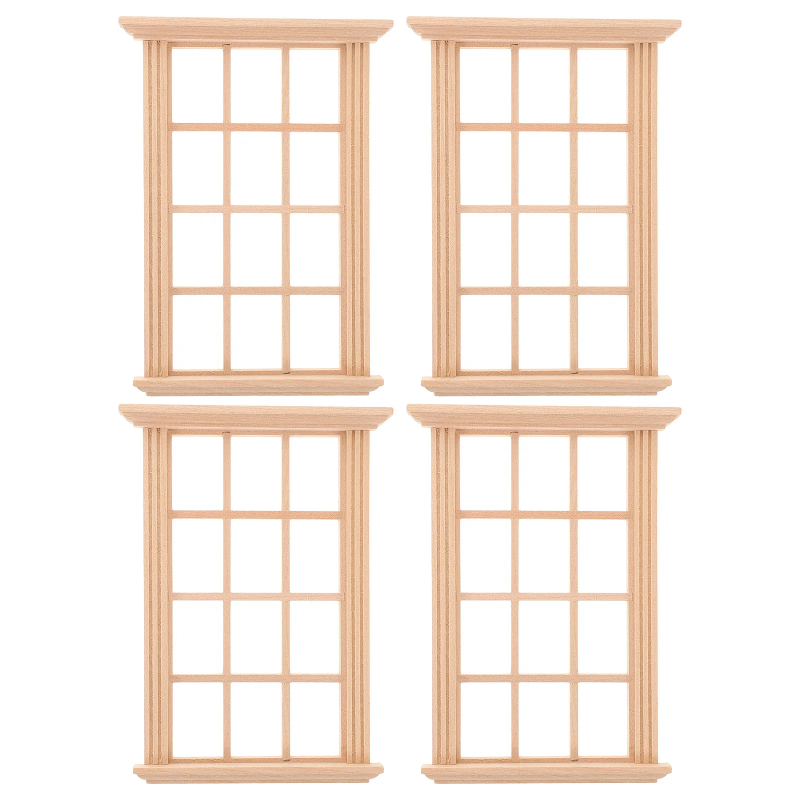 

4Pcs Miniature House Window Frames Solid Wood Mini Furniture Decoration Suitable for Mini House Adornment and Dollhouse