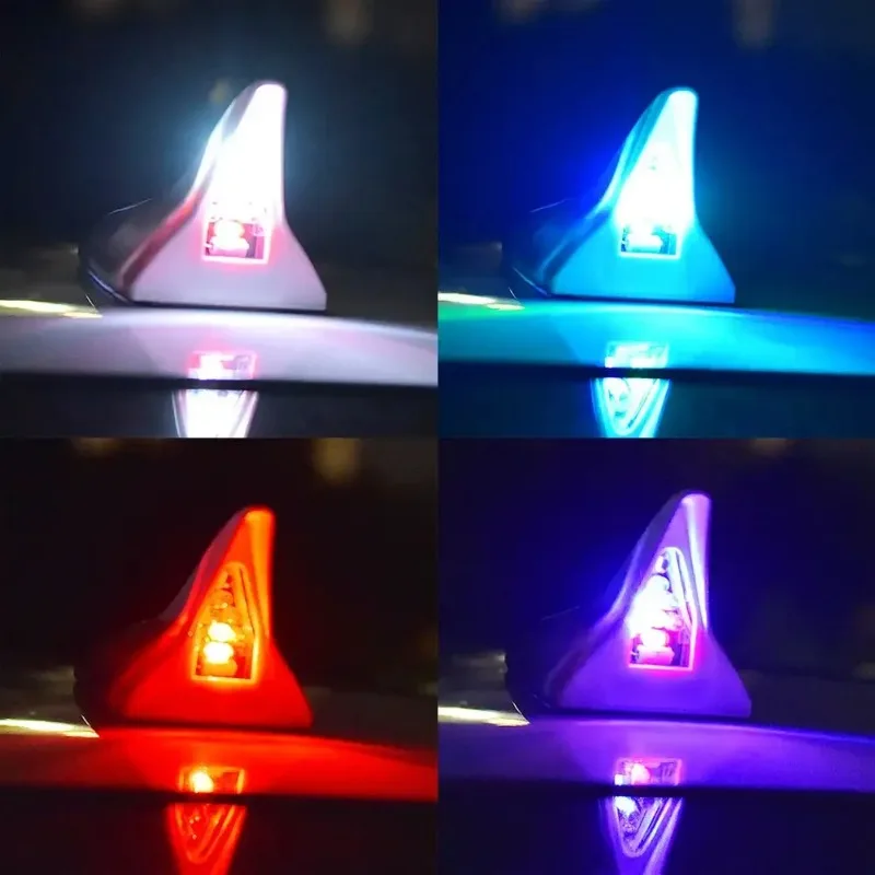 Universal Solar LED Light Car Shark Fin Antenna Roof Tail Modified Light Corrosion Resistance Aging Resistance 4 Lighting Modes