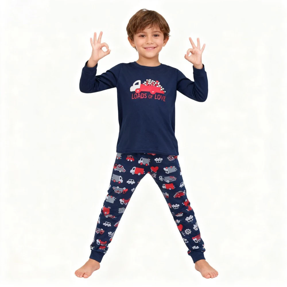 Children's Soft Long Sleeve Pajama Sets with Animal Plane Heart & Bunny Baby Boys Girls Pijamas Kids Sleepwear for Cozy Nights