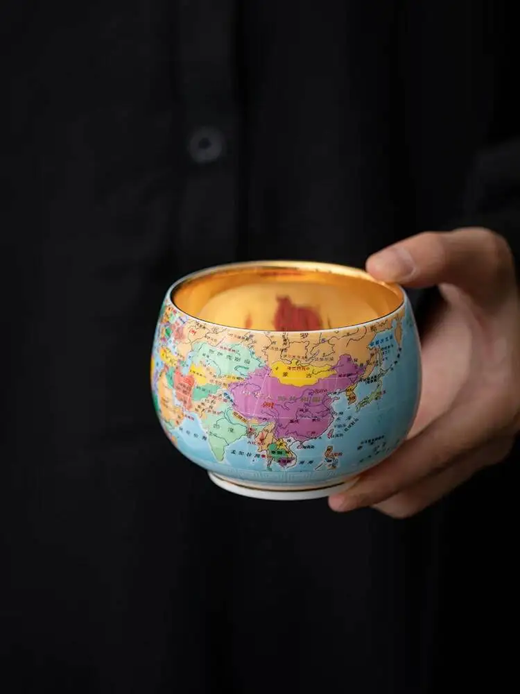 Creative World Map Personal Use Household Master Large Ceramic Chinese Style Tea Cup Collection