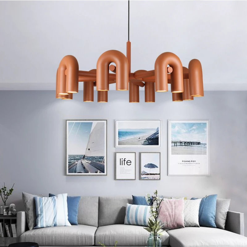 Nordic Creative U-shape Led Pendant Light Dining Room Bedroom Living Room Multiple Color Hanging Light Home Decor Design Fixture