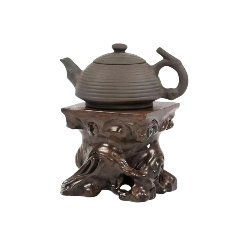 Natural Solid Wood Miniature Base Coffee Tea Sets Pedestal Figurines Vase Flower Pot Sorting Table Display Stand Plant Shelves