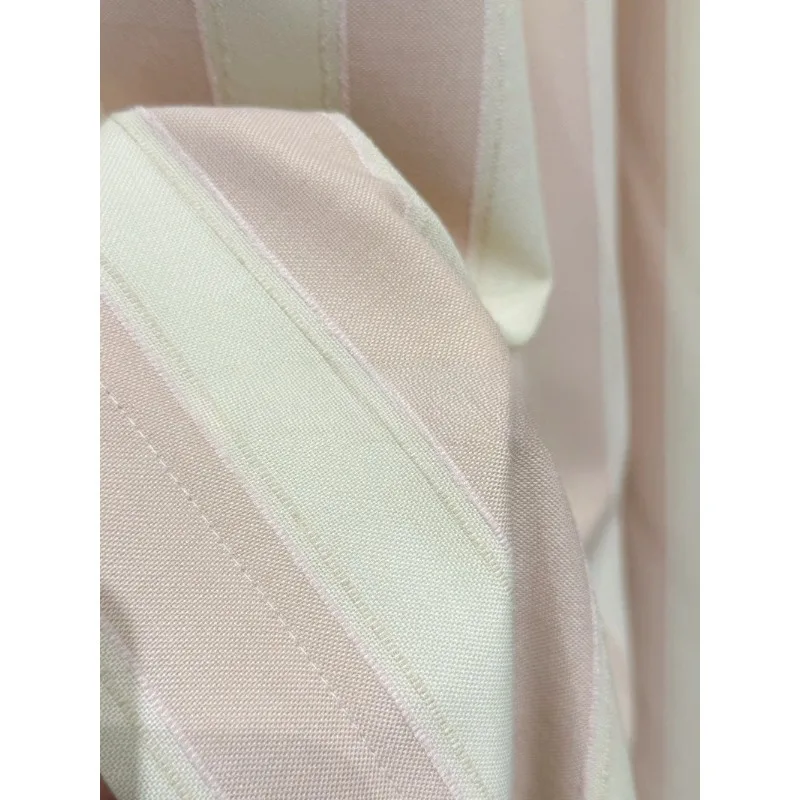 Luxury Fabric Niche Design Simple Retro Pink Stripe Cream Style Girl Heart Curtains for Bedroom Childrens Room Drapes