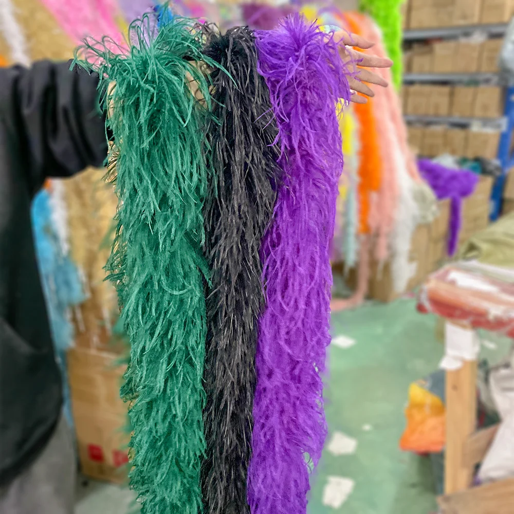 4Ply Quality Ostrich Feather Boa Natural Ostrich Plumage Decor Scarf Trim for Shawl Decoration Carnival Clothes Accessory Crafts