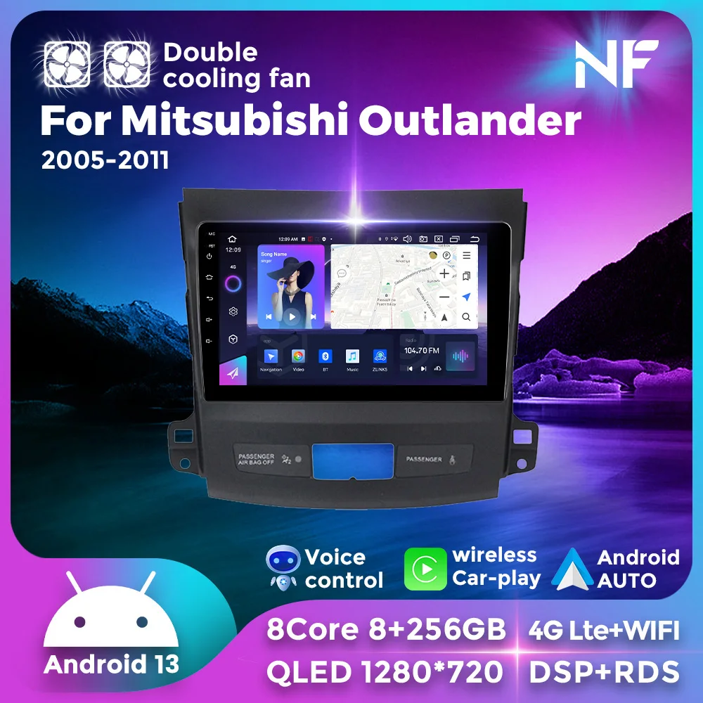 

256GB Auto Radio Android 13 For Mitsubishi Outlander xl 2 2005-2011 Citroen C-Crosser 4007 2007-2013 CarPlay Media Player 4G LTE