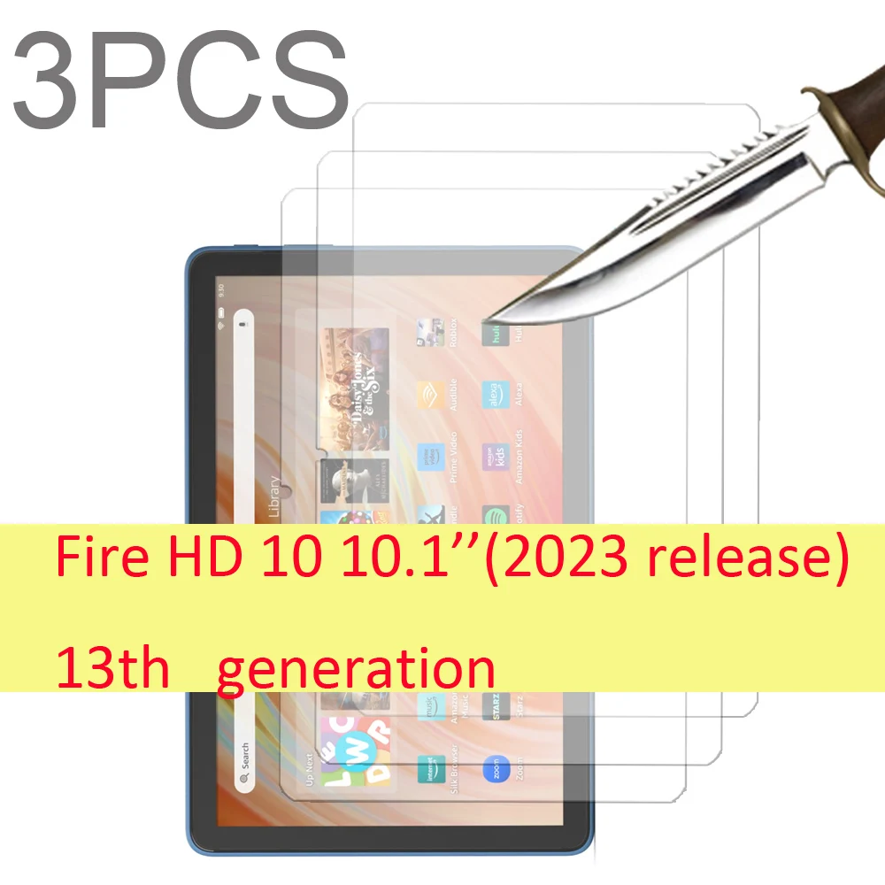 3PCS Glass screen protector for Fire HD 10 (2023 Release) 10.1'' 13th generation tablet protective 9H film