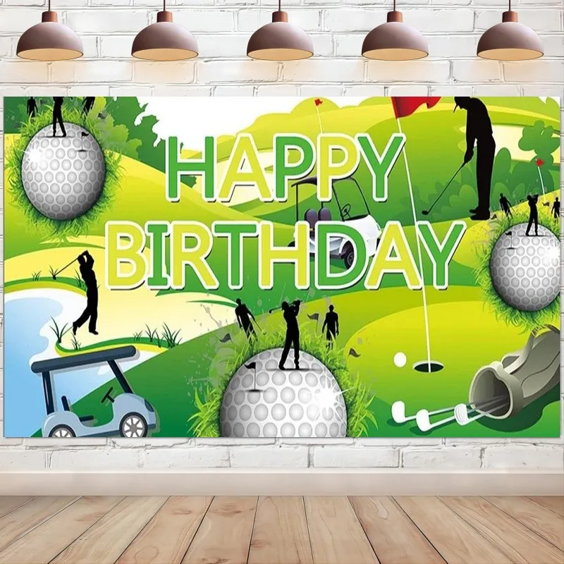 Golf Happy Birthday Backdrop Sports Background for Photography Themed Party Decorations Banner for Men Women Photo Booth Props