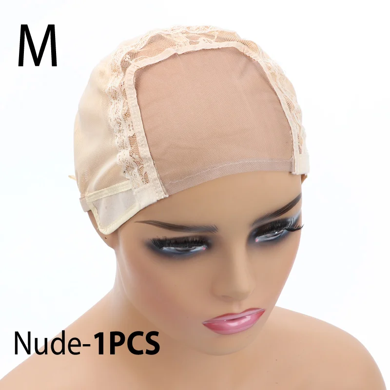 Lace-Front-Perückenkappe für die Herstellung von Perücken mit verstellbarem Riemen, leimlose Schweizer Spitzennetz-Webkappe zur Herstellung von Perücken mit Verschluss-Fronten