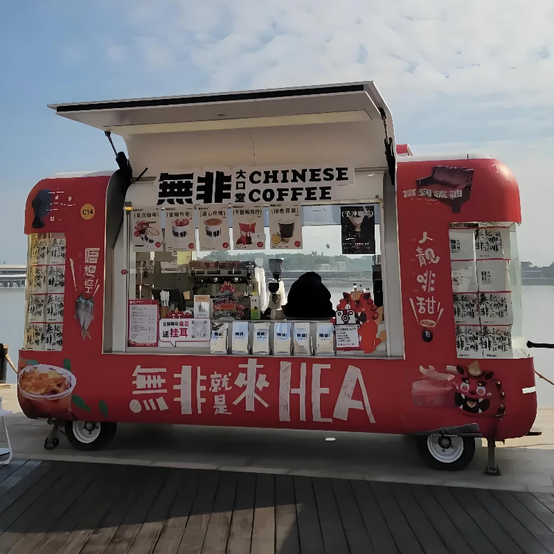 Round Movable Food Trailer Por - Food Truck With Snacks recension och pris