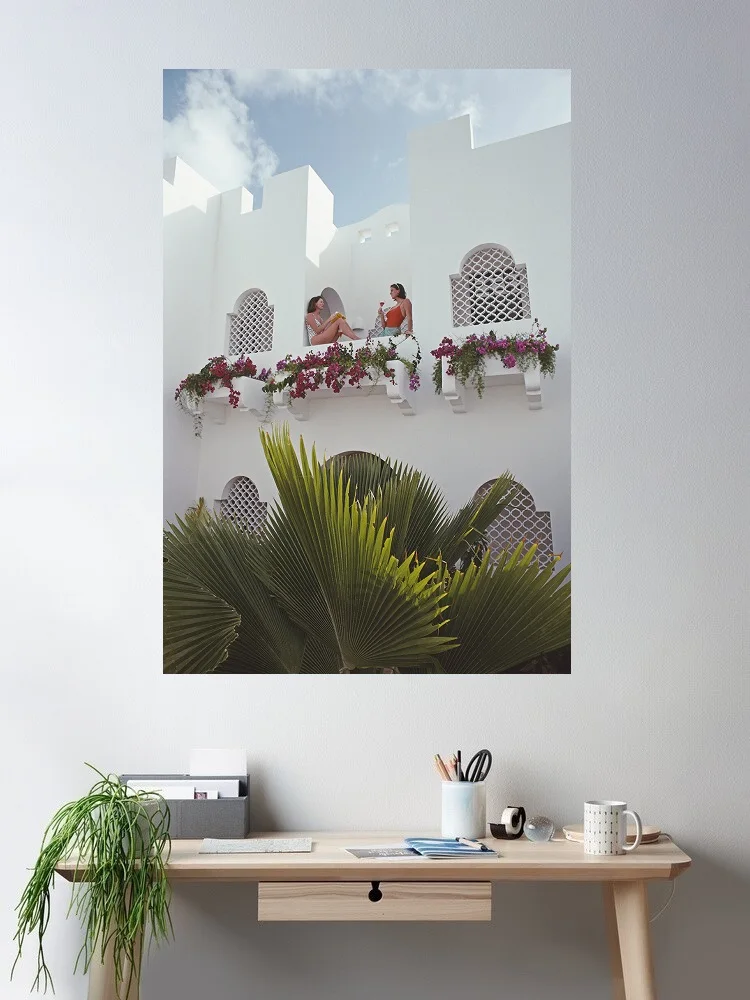 Slim Aarons 'Cap Juluca Hotel', Print Art Canvas Poster, Living Room, Home Wall Decor Picture