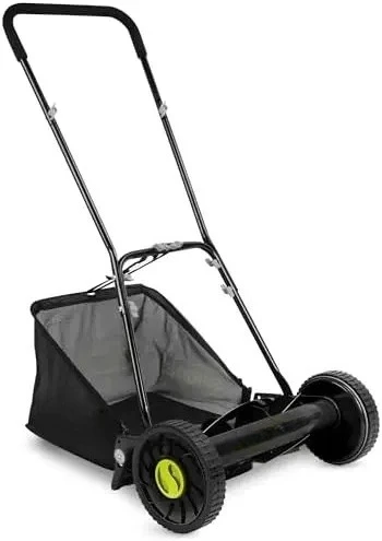 Manual Push Reel Lawn Mower with 6.6-Gal Grass Catcher, 16-Inch Cutting Width - Heavy-Duty Yard Trimmer Machine for