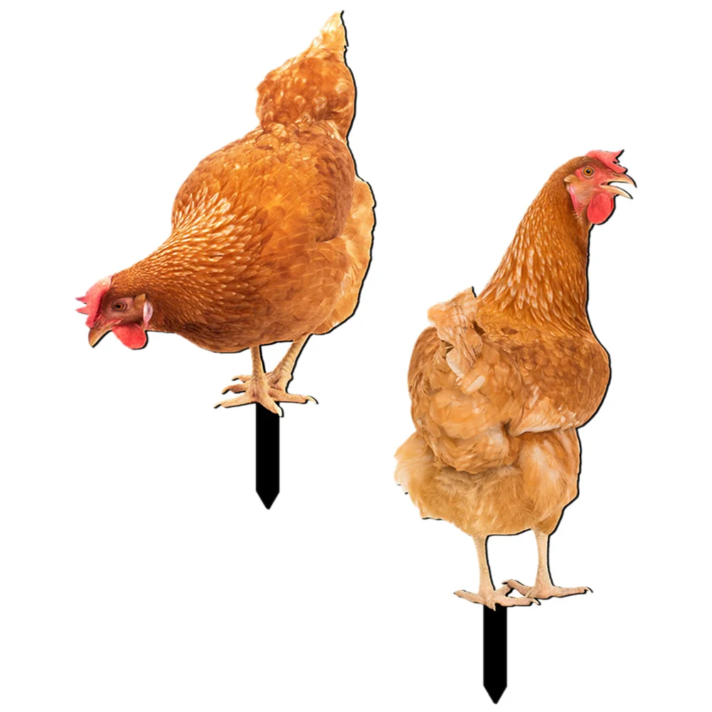 

2 шт. прочный акриловый садовый кол для курицы, простая установка, уличное украшение, идеальный подарок для декора на день рождения, садовый кол для куры