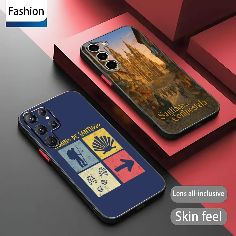 Чехол для телефона C-Camino es SantiagoES для Samsung Galaxy S25 S24 S23 S22 S21 Plus Ultra FE, матовый, полупрозрачный