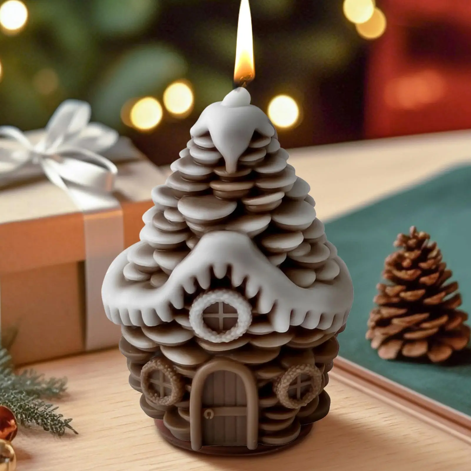 قالب شمع عيد الميلاد الصنوبر المخروط منزل سيليكون قالب الجص قالب الصابون اليدوية لراتنجات الايبوكسي الجص الصابون مخطط الحفلات الفن