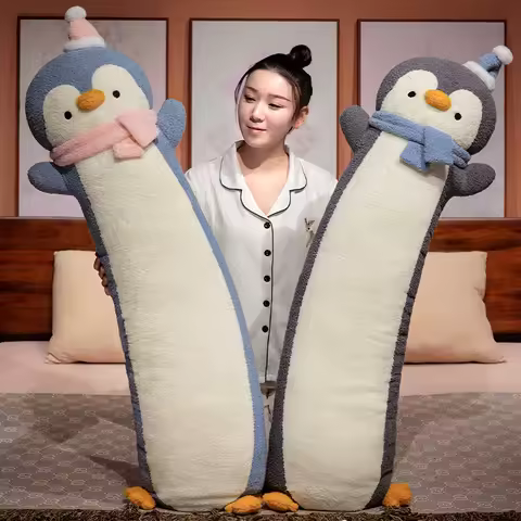 Cute Cartoon Long Penguin Plush Pillow Stuffed Soft Funny Penguin Sleeping Throw Pillow Cushion Gift for Girlfriend