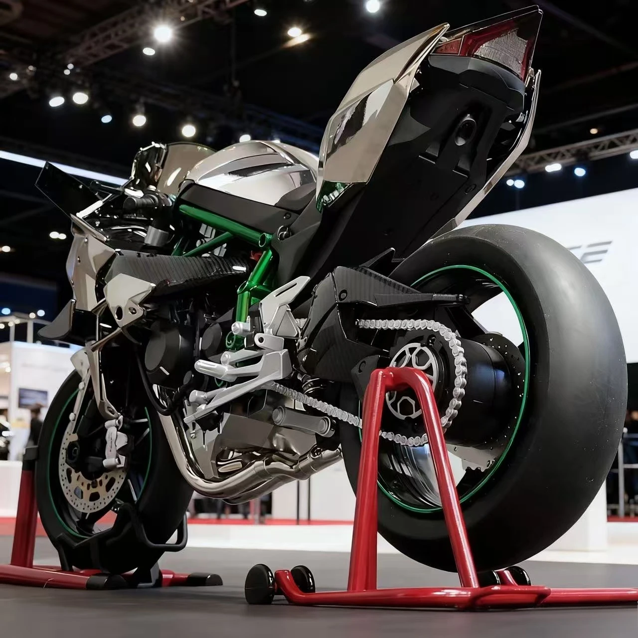 1:6 kawasaki h2r corrida de estrada motocicleta liga metal diecast modelo carro som & luz pulverizável exibição dinâmica decorações