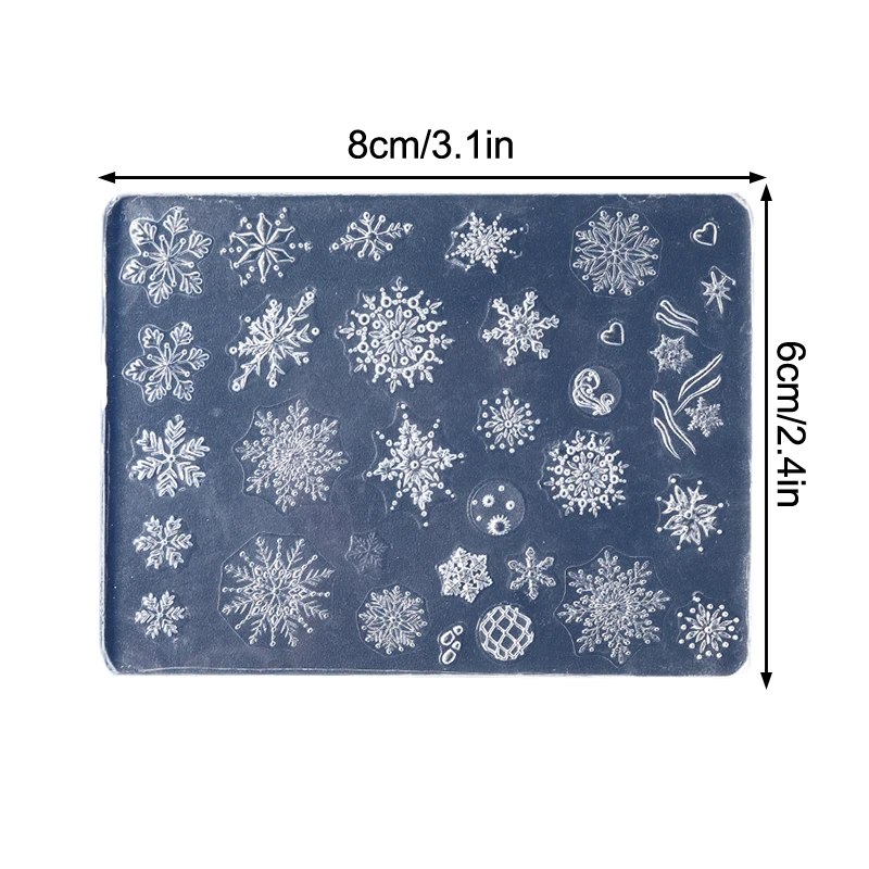 Lindo muñeco de nieve de Papá Noel, copos de nieve de invierno, diseño de árbol de Navidad, accesorio de uñas de Navidad, molde de tallado de silicona para manicura DIY