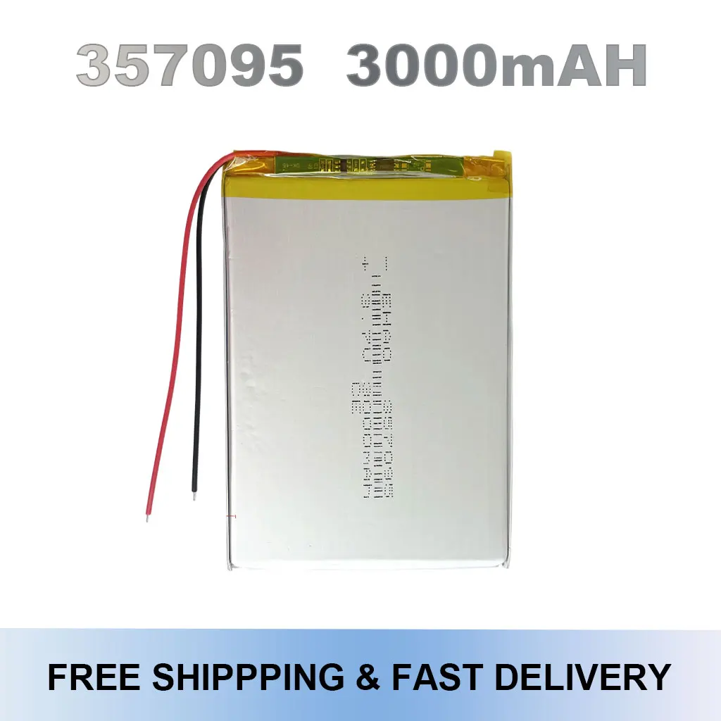 3.7V 3000mAh Polymer Lithium Lipo Rechargeable Battery For Tablet PC 7 inch MP3 MP4  407095 Replace 357095 High Capacity
