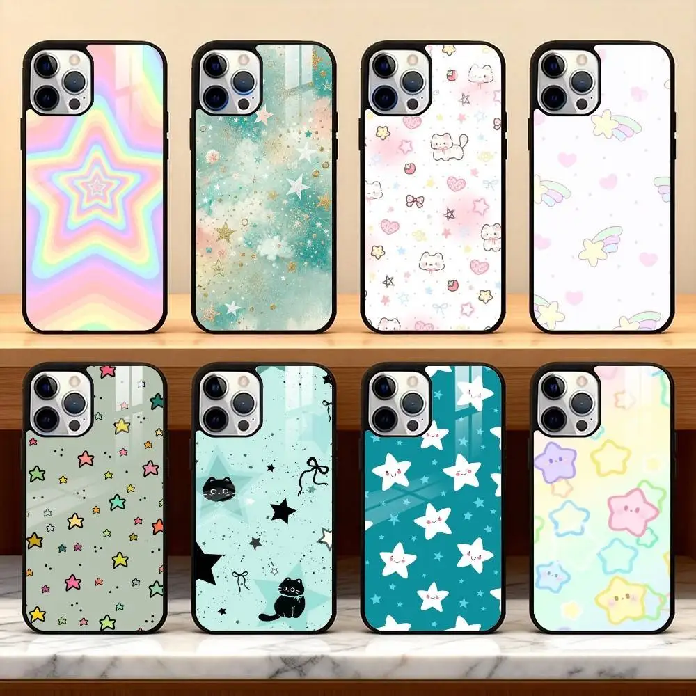 

C-Cute cartoon star pattern Phone Case For iPhone 17,16,15,14,13,Pro,Max,Plus,Magnetic For Magsafe Wireless Charging