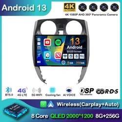 System Android 13 Carplay Auto dla Nissan Note 2 E12 2012-2021 Radio samochodowe multimedialny odtwarzacz wideo GPS nawigacja WIFI 4G DSP Stereo DSP