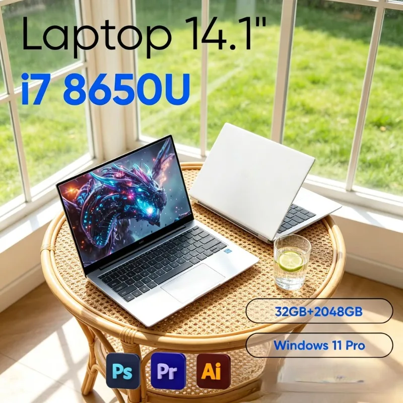 

High Cost-effective Slim 14.1 Laptop I7-8650U,16GB/32GB ,1920×1080 , Original Windows 11 System Fits Work and Leisure Demands