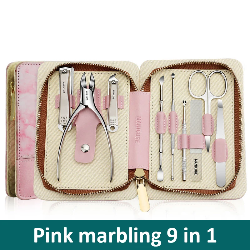 Innate Luxury Manicure Set Surgical Grade Scissors Stainless nail clipper Kit Full Function Pink Series package Pedicure