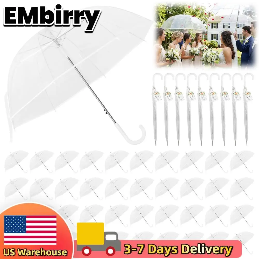 

Большой прозрачный зонт-купол 52 дюйма с автоматическим открыванием, классической ручкой-крючком, бирками «Спасибо» и веревкой – свадебные сувениры для гостей