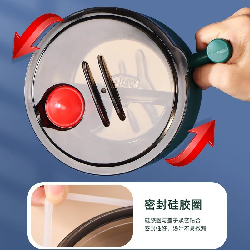 Single-Piece Stainless Steel Bowl With Lid, Handle And Vent For Students, Office Workers, Noodles, Pasta, Cereal Salads