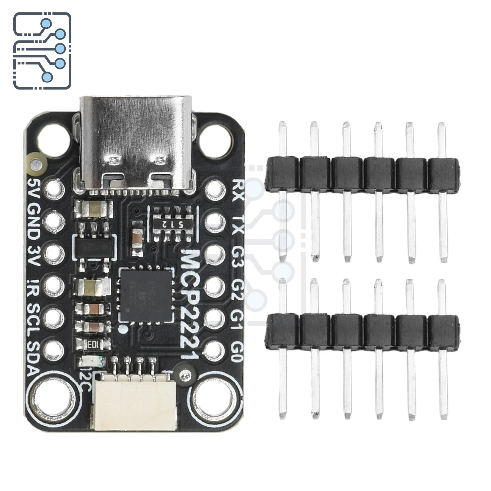 USB to GPIO ADC/I2C adapter module TYPE-C interface 3V MCP2221A adapter module pin header not welded