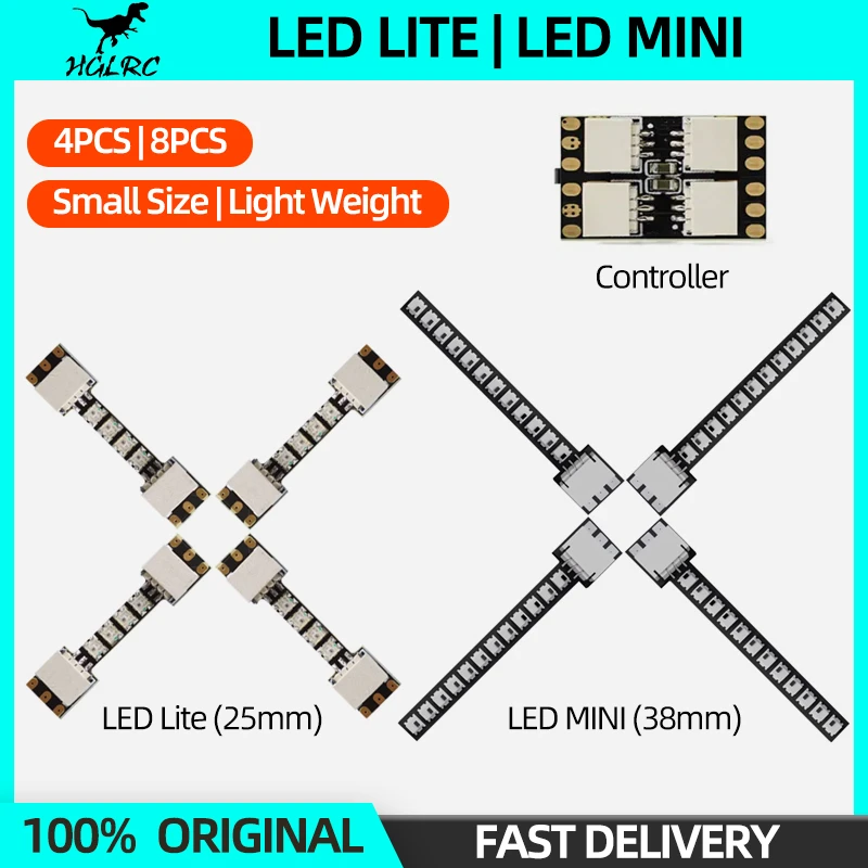 HGLRC LED MINI(38mm)/LED LITE(25mm)/Controller RGB2020 Lamp Beads Light Strips For RC Airplane FPV Freestyle Racing Drone