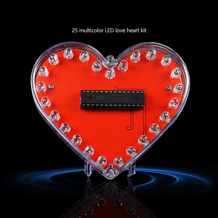 Kit électronique de bricolage 25/32 LED RGB, lumière d'eau qui coule colorée en forme de cœur, amour amusant, école de soudage, planche de pratique de bricolage