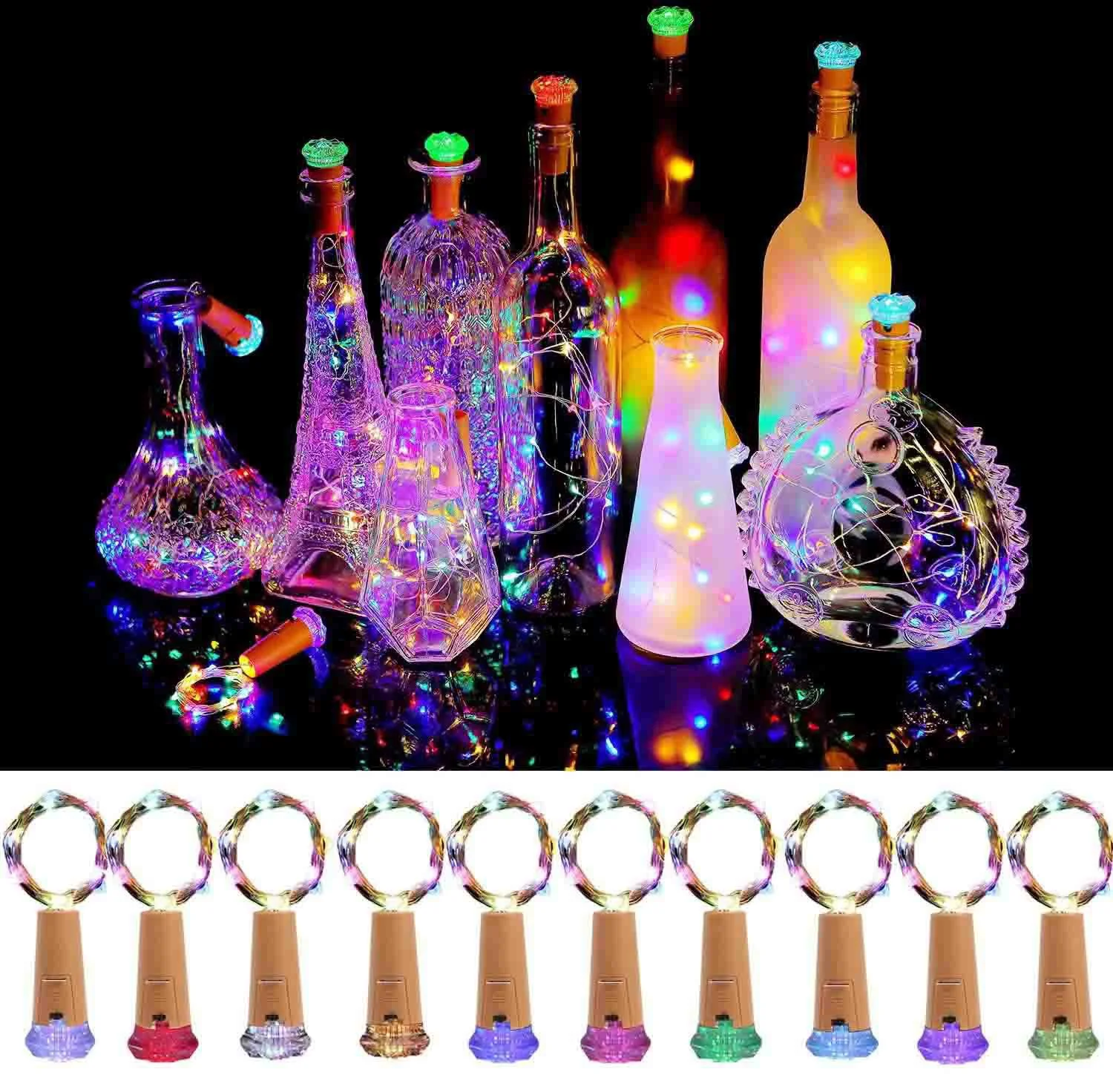 

5Pcs Wine Bottle Lights Cork Battery Operated Color Changing Diamond Cork Wire Fairy Mini String Light Christmas DIY Party Decor