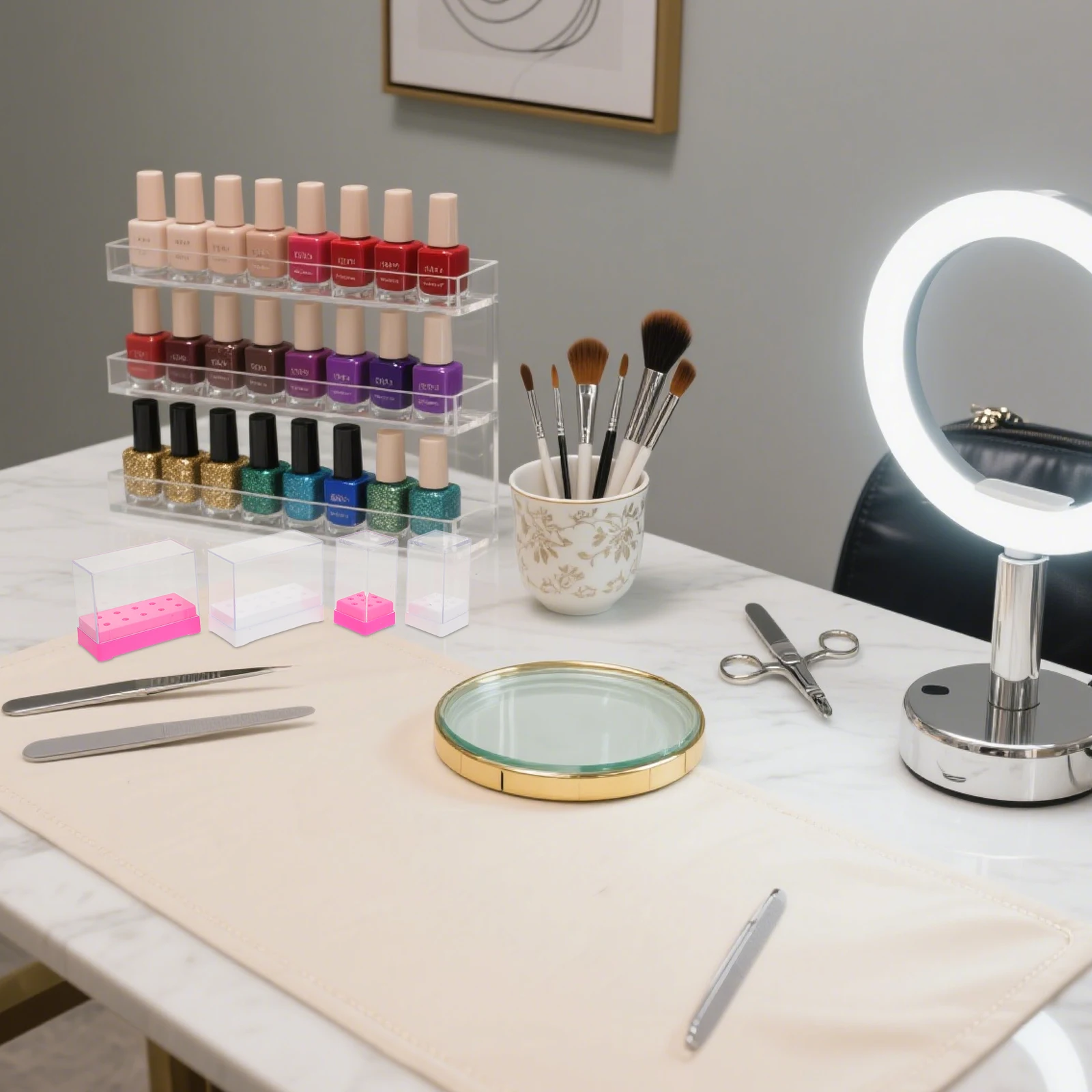 

4Pcs Nail Drill Bit Storage Organizer Box Durable Ceramic Tungsten Steel Multi Section Display Stand for Manicure Tool Holder