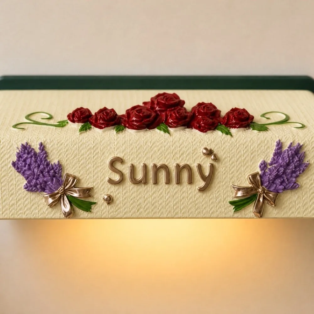 3D Embossed Flower LED Night Light Magnetic Magnetic Detachable Wall Sconce Embossed Floral Luxury Wall Night Light Bedside