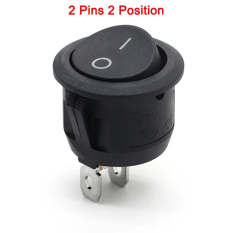 1~300 Stück KCD1 LED-Wippschalter, rund, 2/3-polig, EIN-AUS-EIN, 2/3 Positionen, 6A/250VAC, 10A/125VAC, SPST, 23mm, Auto-Drucktastenschalter