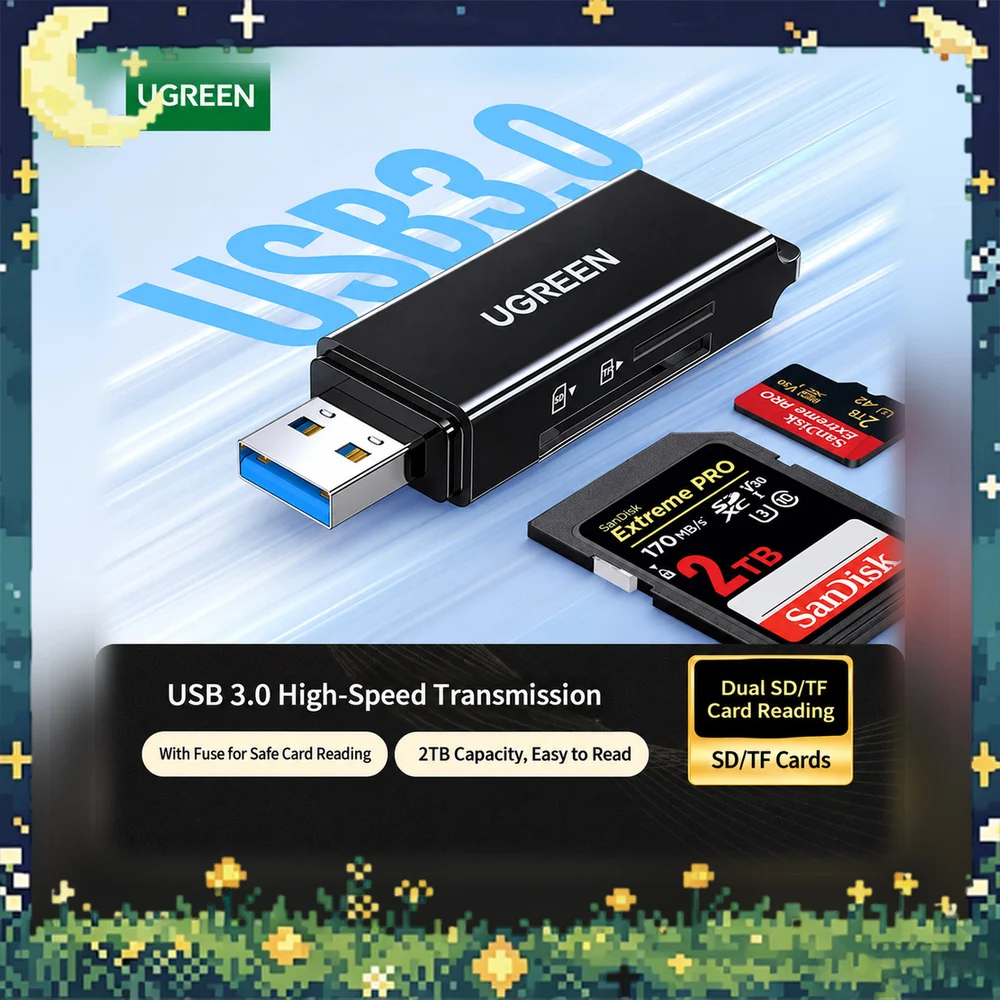 UGREEN 40752 CM104 USB 3.0 SD TF Card Reader Memory Card Adapter for Computer Laptop
