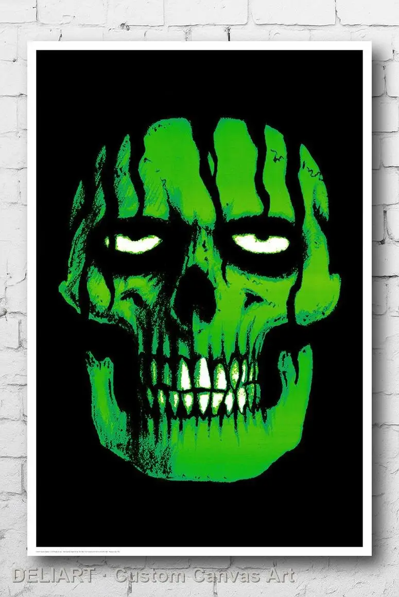 

GREEN ZOMBIE - BLACKLIGHT Canvas Poster Custom Size Available Room Decoration Home Decor Wall Art