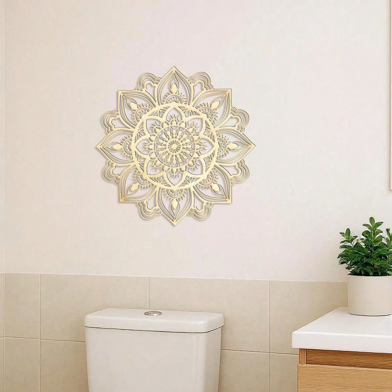 Glamorous Golden Mandala Lotus Wall Art, Ornate Spiritual Home Decor